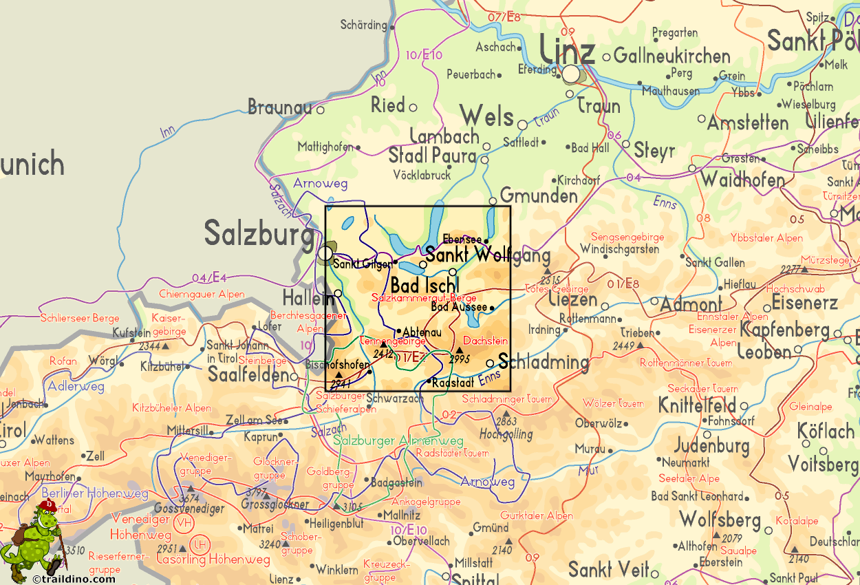Map Salzkammergut Berge