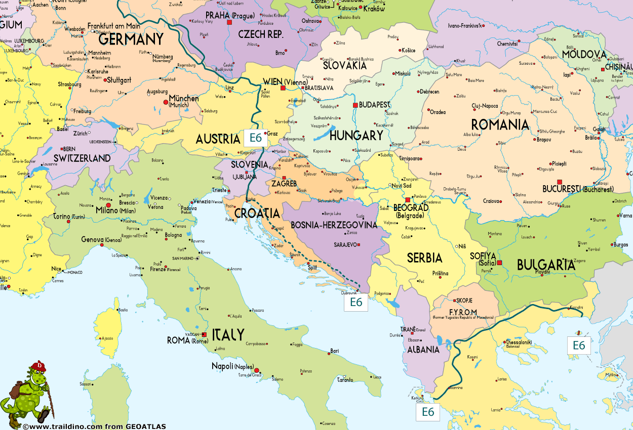 Map European Long Distance Trail E6