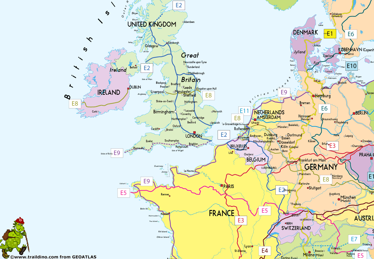 Map European Long Distance Trails overview