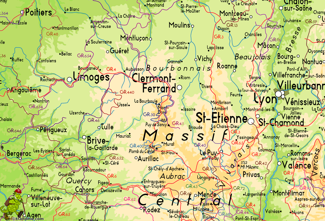 Hiking Map of Auvergne