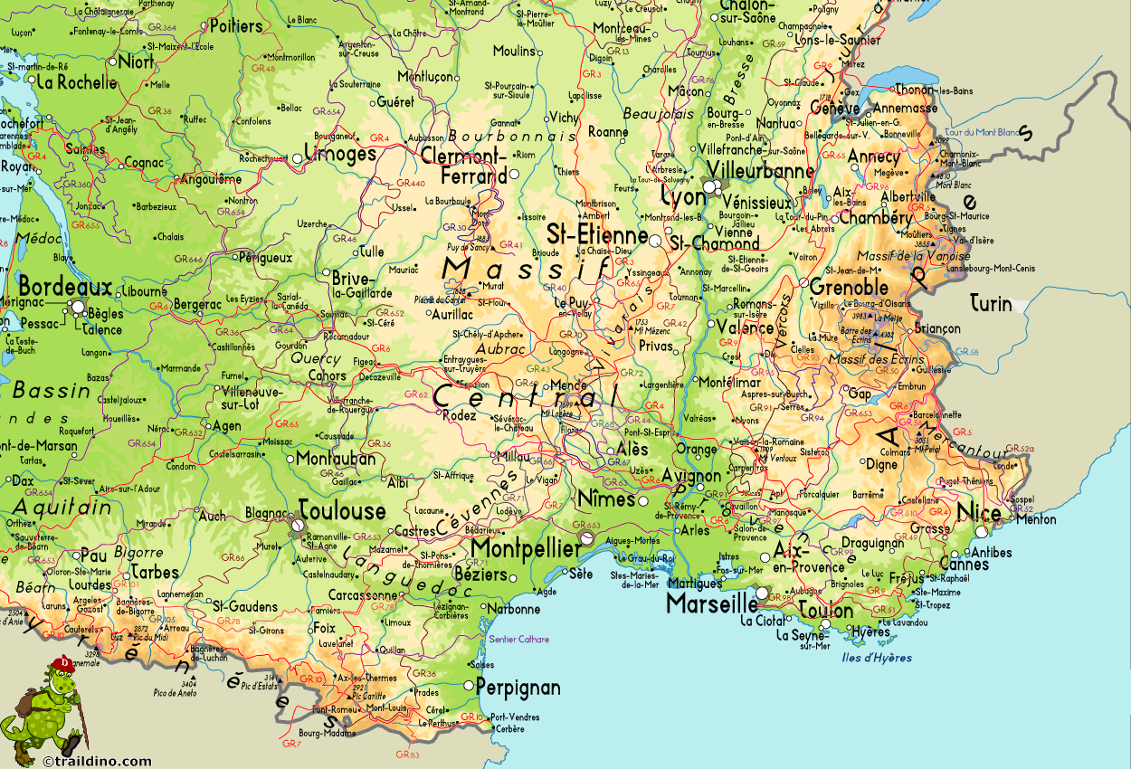 Hiking Map of France SE