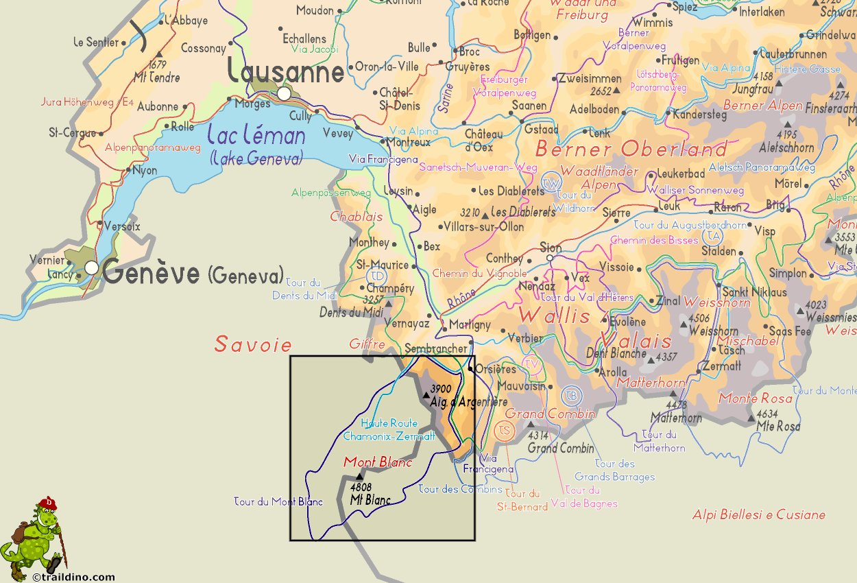 Map Mont Blanc